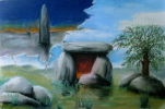 Dolmen und Menhir (Pastellkreiden), 40 x 80